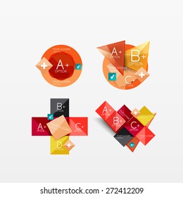 Collection of modern business infographic templates made of abstract geometric shapes. Option banners set