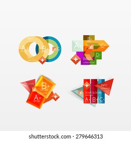 Collection of modern business infographic templates made of abstract geometric shapes. Option banners set