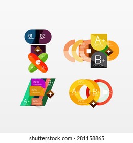 Collection of modern business infographic templates made of abstract geometric shapes. Option banners set