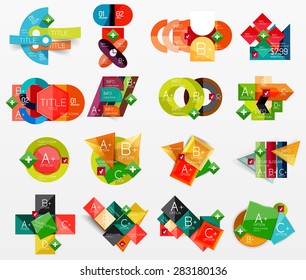 Collection of modern business infographic templates made of abstract geometric shapes. Option banners set