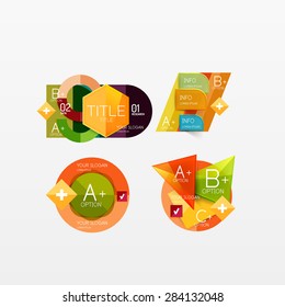 Collection of modern business infographic templates made of abstract geometric shapes. Option banners set