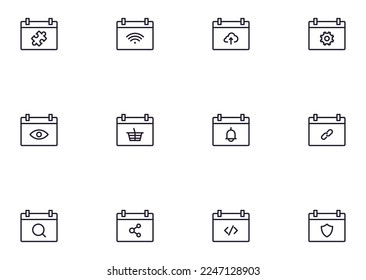 Collection of modern calendar outline icons. Set of modern illustrations for mobile apps, web sites, flyers, banners etc isolated on white background. Premium quality signs