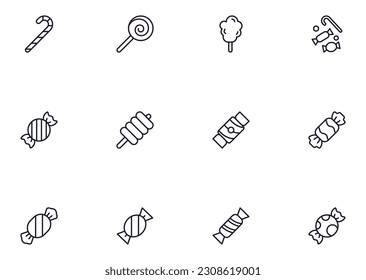 Collection of modern candy outline icons. Set of modern illustrations for mobile apps, web sites, flyers, banners etc isolated on white background. Premium quality signs.  