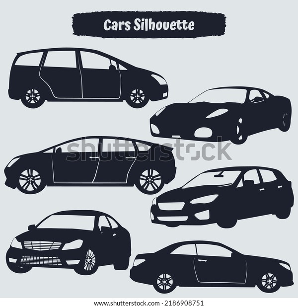 Collection of modern car
silhouettes vector