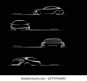 
Collection of modern car silhouettes.abstract in four corners.Vector illustration