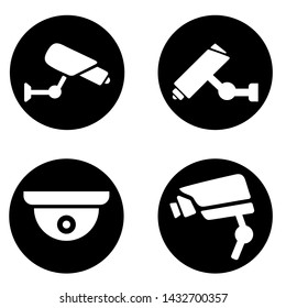 collection of modern CCTV icon. illustration silhouette of surveillance cameras. Surveillance icons set.