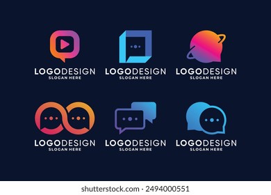 Collection of modern chat communication logo design