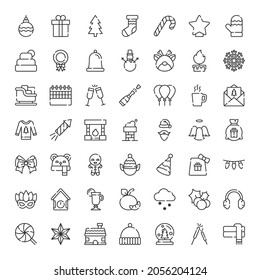 Collection of modern christmas outline icons. Set of modern illustrations for mobile apps, web sites, flyers, banners etc isolated on white backgroud. Premium quality Xmas signs.  