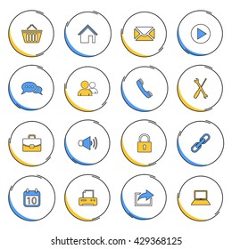 Collection modern circular thin line icons for web