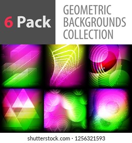 Collection of modern colorful fluid geometric backgrounds