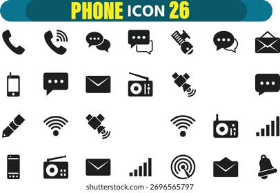 Collection of modern communication and technology icons for digital design and mobile apps
