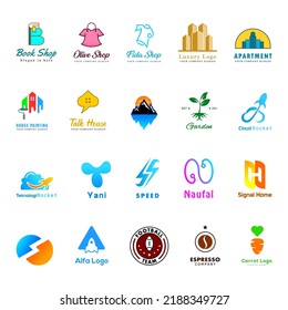 Una colección de ideas de marca de logotipo moderno y creativo para empresas de negocios. logotipo sencillo, diseño de vector minimalista, abstracto, icono y favicon para la identidad de marca. logotipo simple