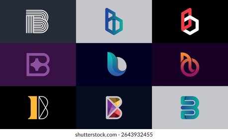 collection of modern creative stylish B letter logo design