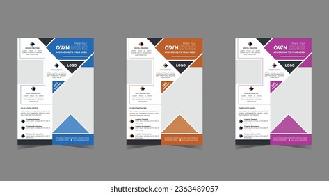 Collection of Modern Design Poster Flyer Brochure Cover Layout Template  with Circle Graphic Elements and Space for Photo Background Poster Flyer Pamphlet Brochure Cover Design