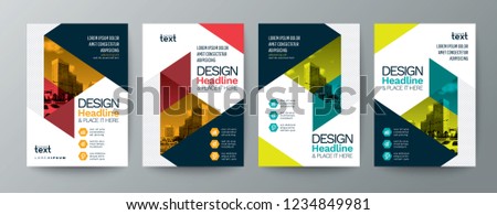 collection of modern design poster flyer brochure cover layout template with triangle graphic elements and space for photo background