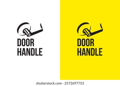 collection of Modern door handle with keyhole icon logo design. retro syle Door handle filled vector design on white and blue background.