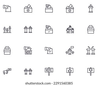 Collection of modern election outline icons. Set of modern illustrations for mobile apps, web sites, flyers, banners etc isolated on white background. Premium quality signs.  