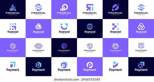 Collection of modern financial investment logo design vector.