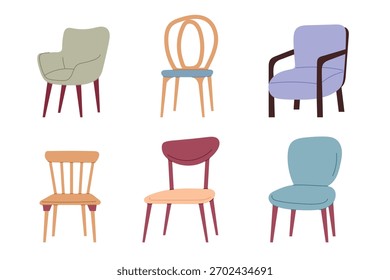 Kollektion von modernen Flachdesign-Stühlen