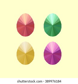 Collection of modern flat design with four different origami easter eggs, isolated on white background