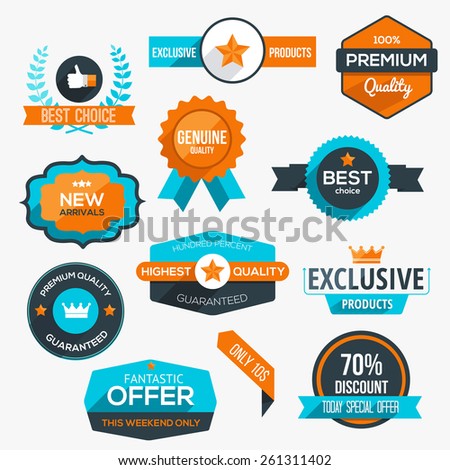 Collection of modern, flat design-styled labels and design elements. Vector