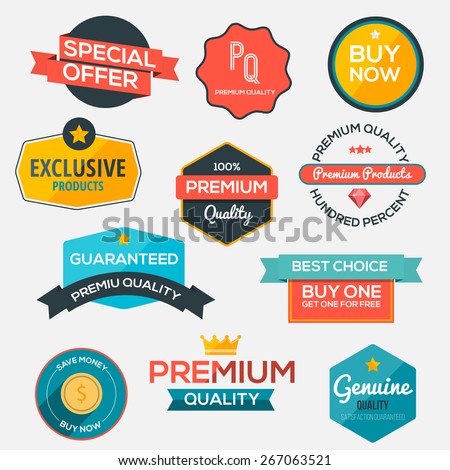 Collection of modern, flat design-styled labels and design elements. Vector