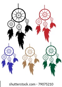 Collection of modern flat dream catchers silhouette isolated on white background