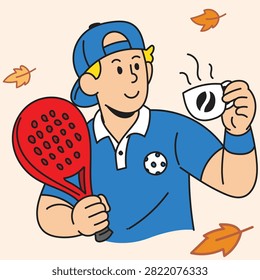 Collection of modern flat vector illustrations featuring people enjoying coffee during autumn while participating in sports, outdoor activities, remote working, photography, music, cycling, skateboarding, and everyday leisure. Cozy seasonal lifestyle character set with colorful fall atmosphere.