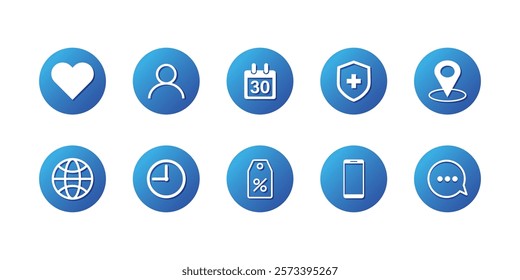 Collection of Modern, Flat-Design App Icons in Vibrant Blue.