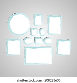 Collection of modern frames made with watercolor in vector.