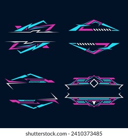 Collection of modern gaming borders. Racing style badge. Futuristic blank badge logo