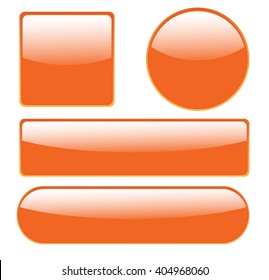 Collection of modern, glossy buttons in different shapes. Vector art.