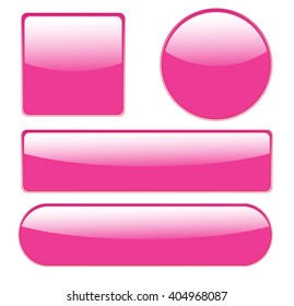 Collection of modern, glossy buttons in different shapes. Vector art.