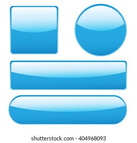Collection of modern, glossy buttons in different shapes. Vector art.