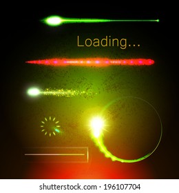 Collection of modern glowing preloaders and progress loading