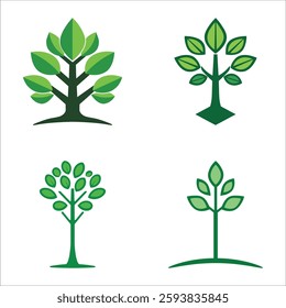 Collection of modern green tree icons. Ideal for nature, environment, and eco-friendly designs.