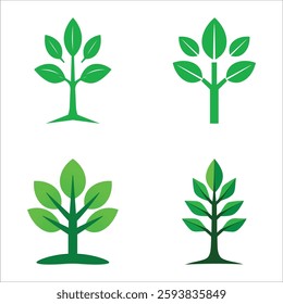 Collection of modern green tree icons. Ideal for nature, environment, and eco-friendly designs.