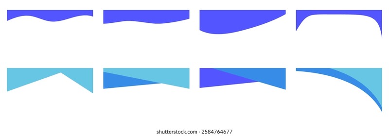 A collection of modern header designs featuring wave and geometric shapes in blue gradients. Perfect for website banners, social media, and graphic projects.