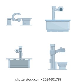Colección de brazos de robot industriales modernos de alta tecnología para la fabricación automatizada, la ingeniería de precisión y la producción de la línea de montaje, representada en Ilustraciones vectoriales