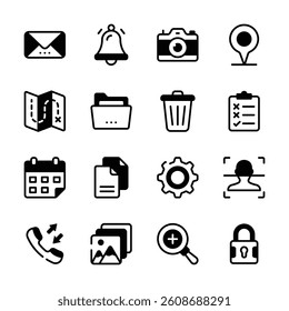 A collection of modern icons representing essential web application tools