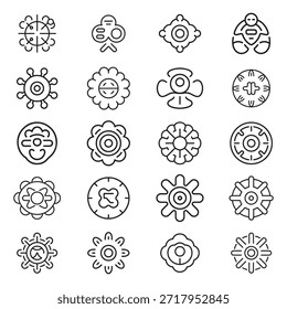 Una colección de iconos modernos que representan conceptos predictivos de IA, análisis de datos y tecnología futurista, todos aislados sobre un fondo blanco limpio.