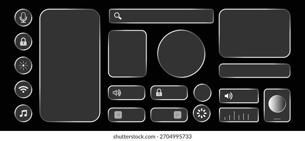 Colección de iconos de interfaz modernos y Elementos de interfaz de usuario sobre Vector de fondo oscuro
