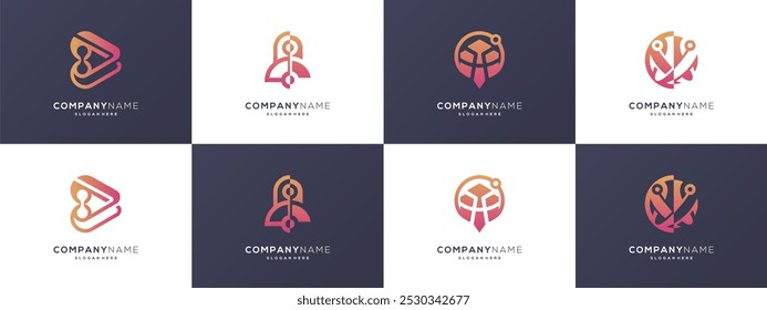 Collection of modern logo design ideas for technology, business, communication, startup, etc. vector icons illustration template.	

