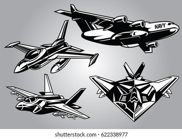 collection of modern military aircraft