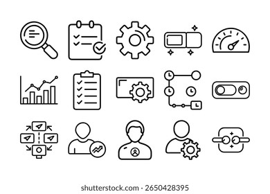Coleção de ícones de painel modernos e mínimos projetados em um estilo limpo e plano. Perfeito para interface de usuário, interfaces UX, aplicativos móveis, painéis de administração e painéis da Web