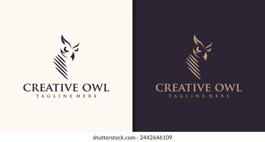 collection of modern minimal owl illustrations. Linear owl logo