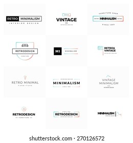 Collection Of Modern And Minimal Vintage Vector Logos. Modern And Minimalism Syled Vector Logos For Multiple Use. Fresh Ideas For Brand Identity Work.