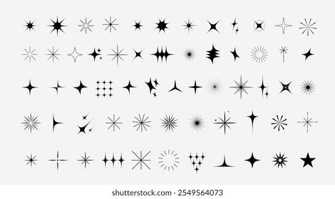 Collection of modern, minimalist star and sparkle elements. Vector design and illustrations