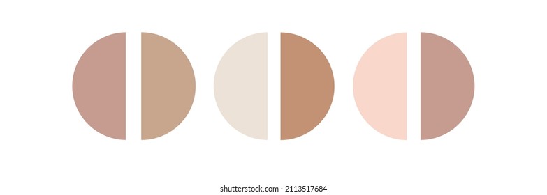 Colección de abstracciones simples y minimalistas modernas y formas geométricas - círculos beige, sobre un fondo blanco