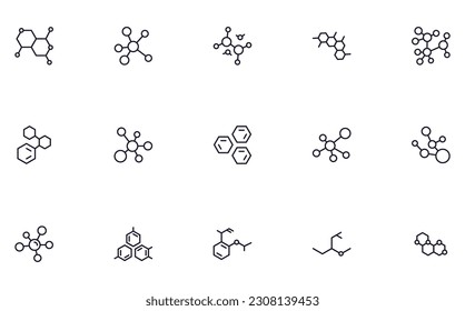 Collection of modern molecule outline icons. Set of modern illustrations for mobile apps, web sites, flyers, banners etc isolated on white background. Premium quality signs.  